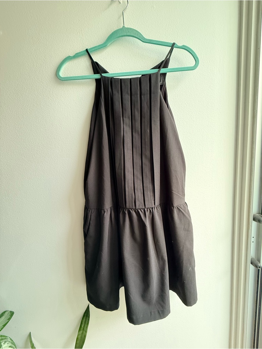 Black Mini Dress with Pleated Bodice - Brand